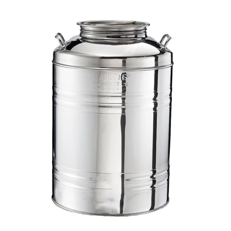 Conteneur aggraffé acier inox AISI 304 50 litres sans robinet Maroc