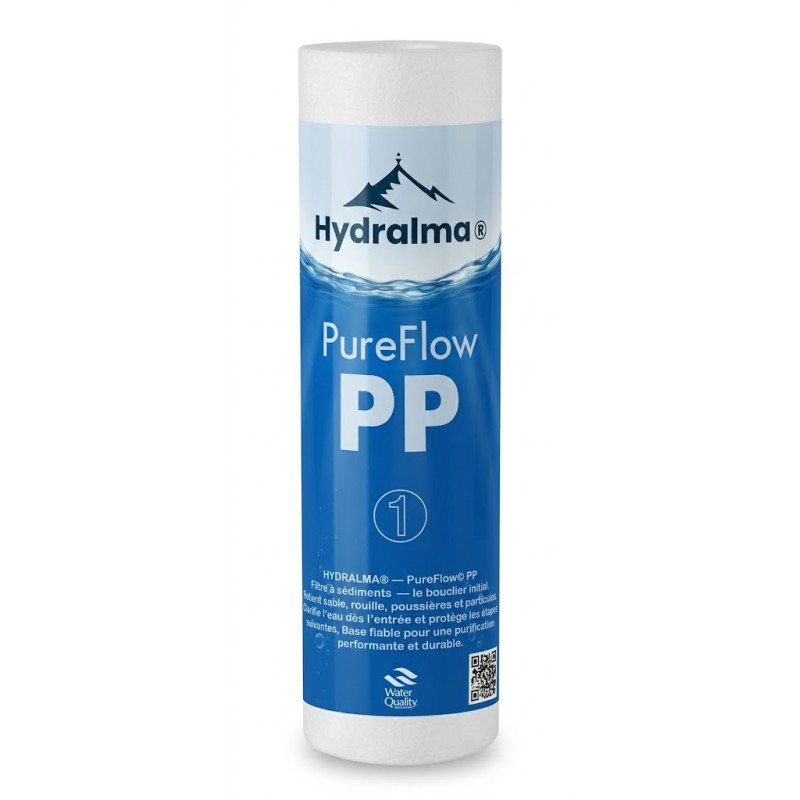 Cartouche de filtre à eau sédiments PureFlow PP Hydralma® en polypropylène 100g format 10 pouces (Étape 1) pour protection
