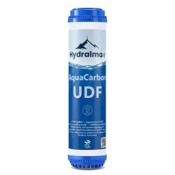 Cartouche de filtre à eau charbon actif granulé AquaCarbon UDF Hydralma® 10 pouces (Étape 2) pour la protection des osmoseurs