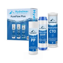 Pack de 3 cartouches de pré-filtration Hydralma® PureFlow Plus comprenant PP haute densité, UDF et CTO noix de coco