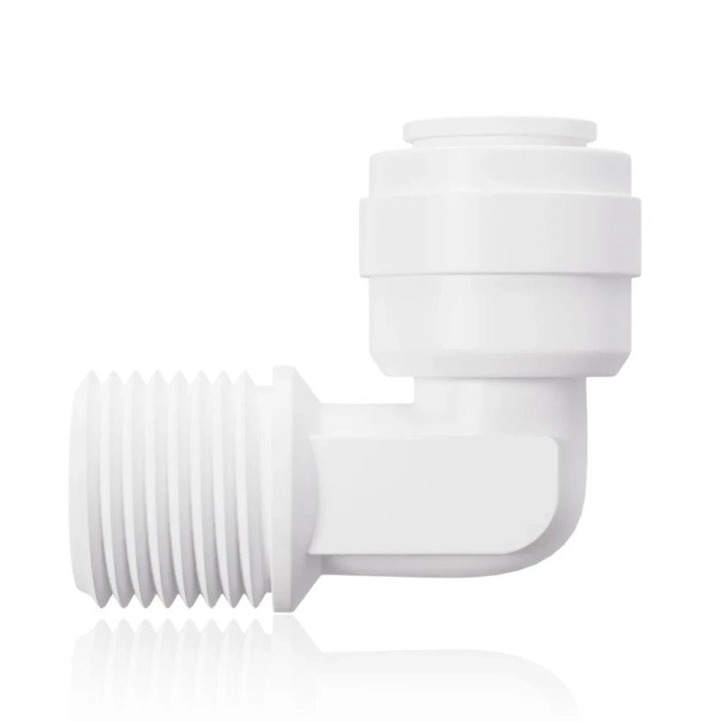 Raccord coudé mâle 3/8 vers raccord rapide 3/8 pouces Hydralma® pour la connexion sécurisée d'une pompe d'osmoseur au Maroc