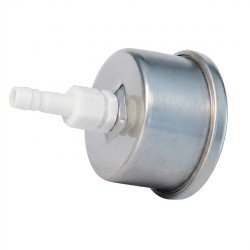 Manomètre inox à glycérine pour osmoseur, vue de face affichant une double échelle de mesure en PSI et Bar.