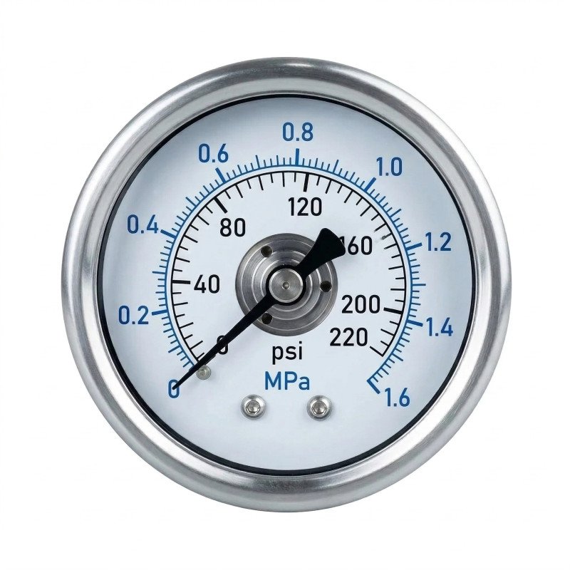 Manomètre de pression osmoseur en inox 220 PSI avec raccord rapide 1/4 pour purificateur d'eau au Maroc.