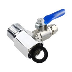 Vanne d'alimentation osmoseur 1/2 vers 1/4 avec raccord chromé et joint noir, pièce pour filtre à eau au Maroc.