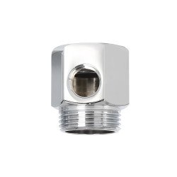 Raccord métallique 3/4 pour vanne osmoseur, adaptateur chromé percé pour système de purification d'eau au Maroc.