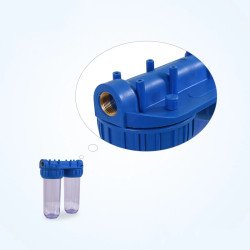 Tête de porte-filtre double pour eau domestique, zoom sur la conception robuste et le filetage en laiton 3/4 au Maroc.
