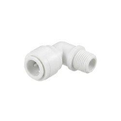Raccord coudé rapide 3/8 filetage mâle 1/4 en plastique blanc pour osmoseur, pièce de rechange plomberie au Maroc.