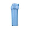 Porte-filtre 10 pouces bleu traité anti-UV profil droit, compatible avec les cartouches de filtration standards.