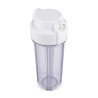 Corps de filtre à eau transparent avec entrée et sortie rapide, idéal pour une installation compacte sous évier.