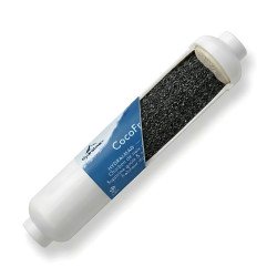 Cartouche charbon actif Maroc : schéma interne d'un filtre T33 Hydralma révélant les granules haute performance.