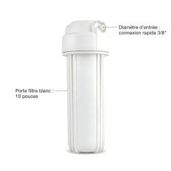 Porte filtre 10 pouces blanc : bocal de filtration robuste pour système d'osmose inverse et purificateur d'eau au Maroc.