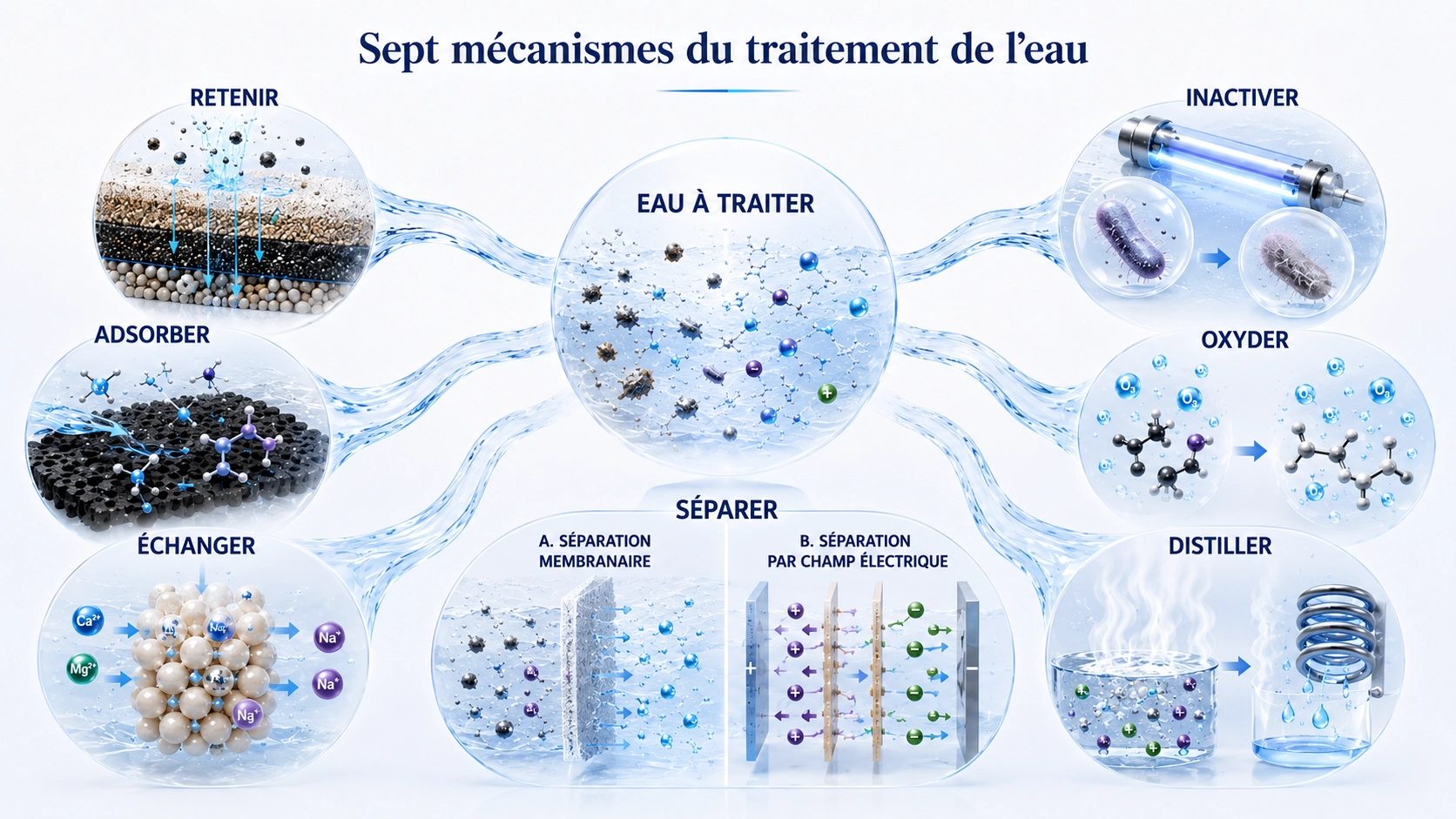 Principaux mécanismes utilisés dans le traitement et la filtration de l’eau
